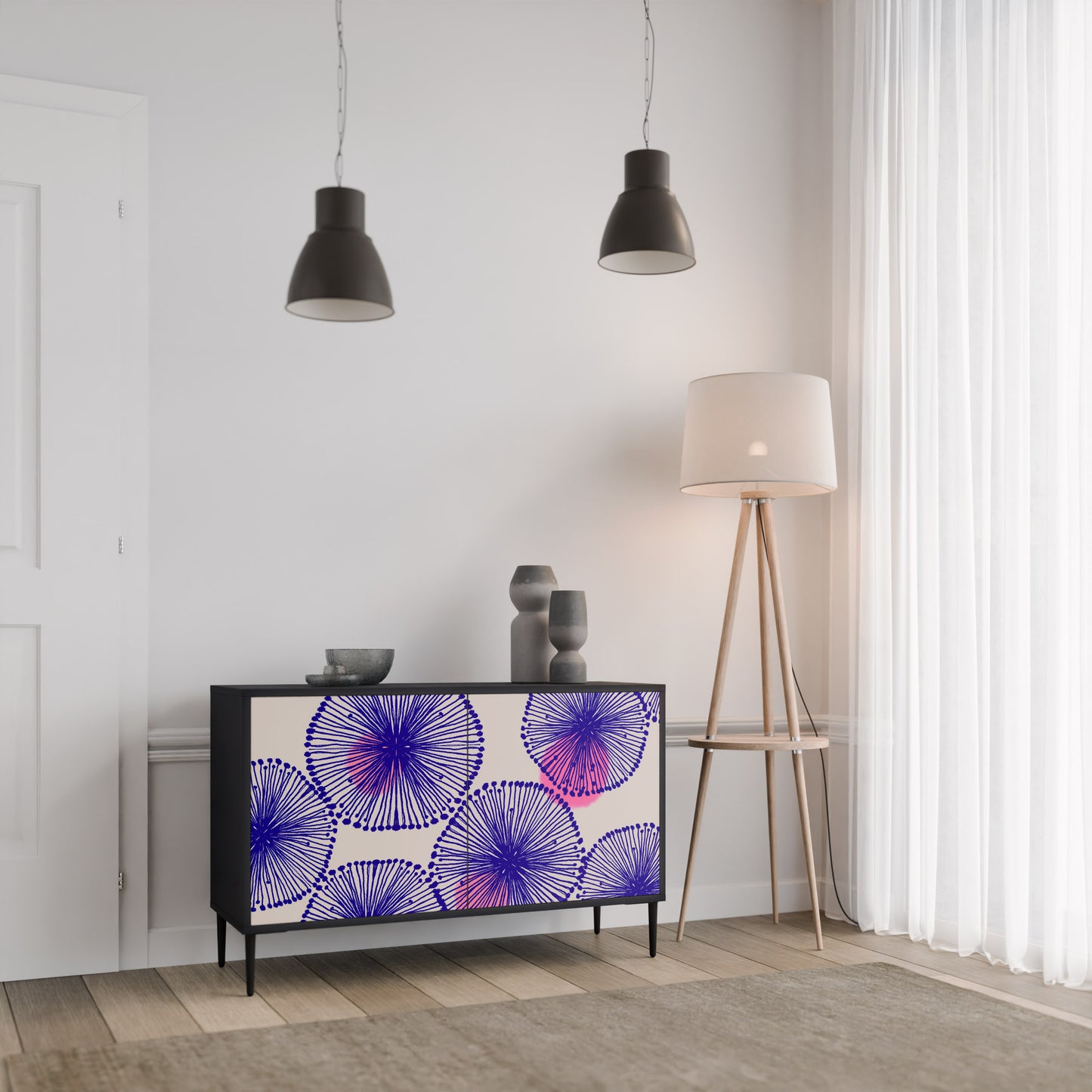 MAGIC NATURE 2-Door Sideboard in Black Finish