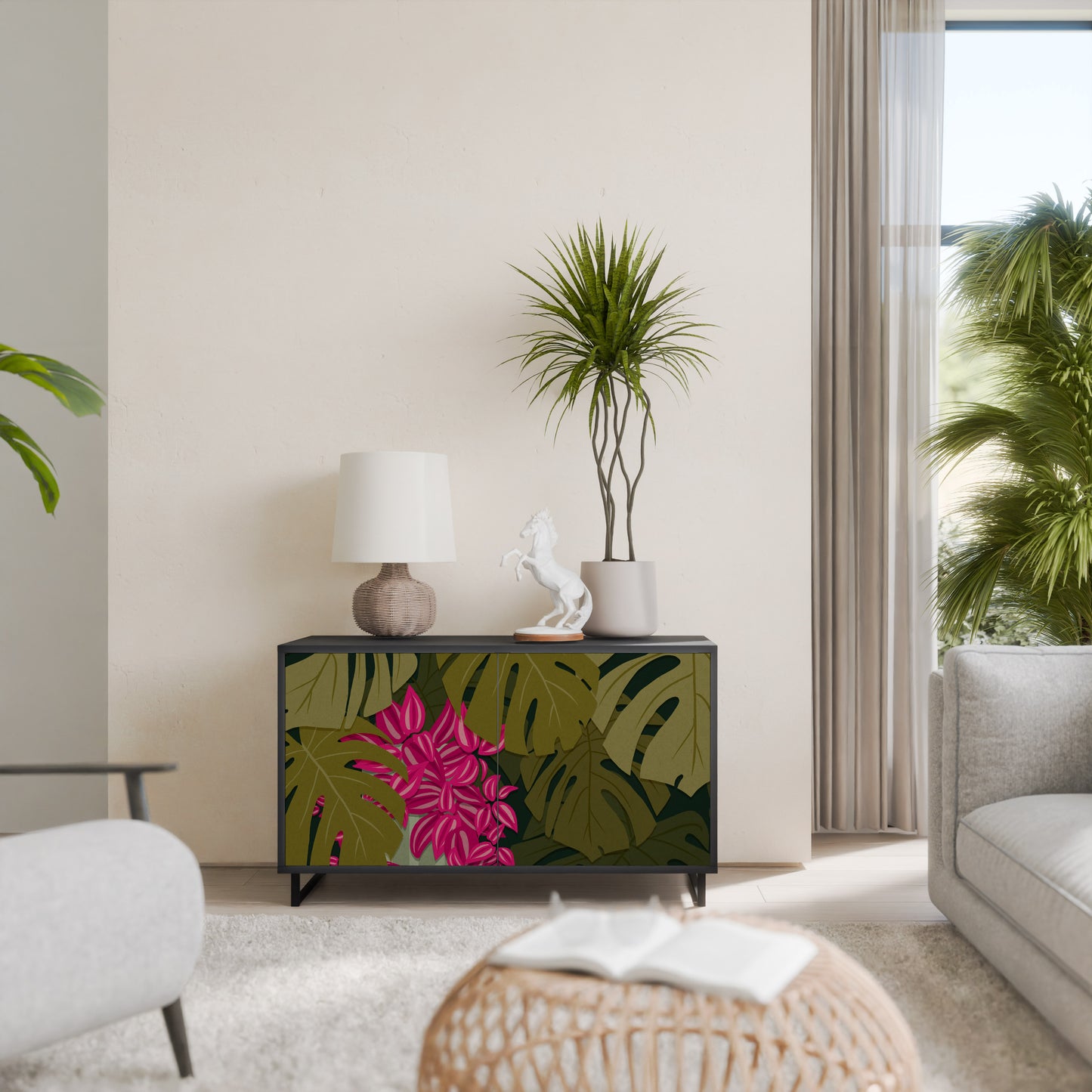 TROPICAL BEAUTY 2-Door Sideboard in Black Finish