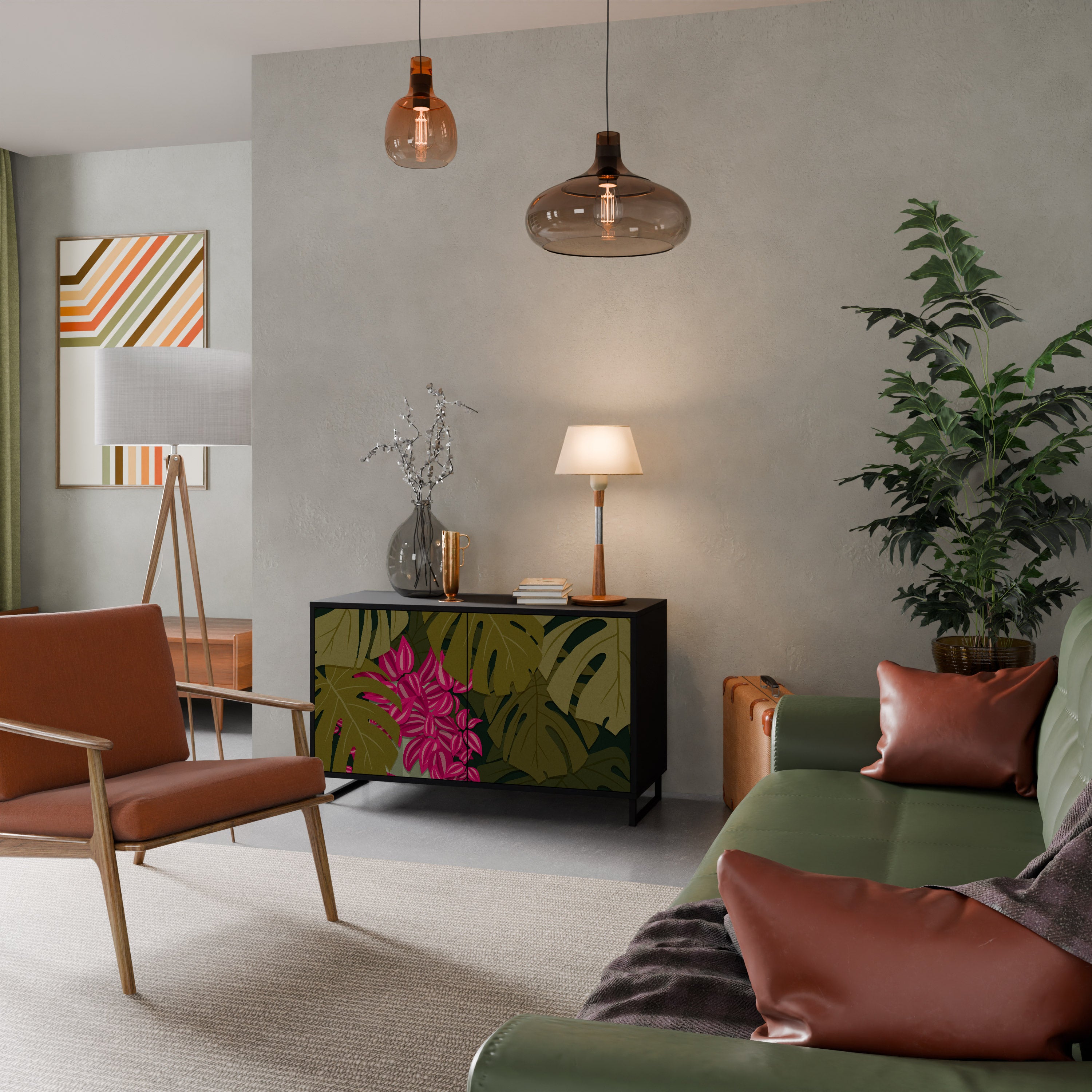 TROPICAL BEAUTY 2-dörrars skänk i svart finish