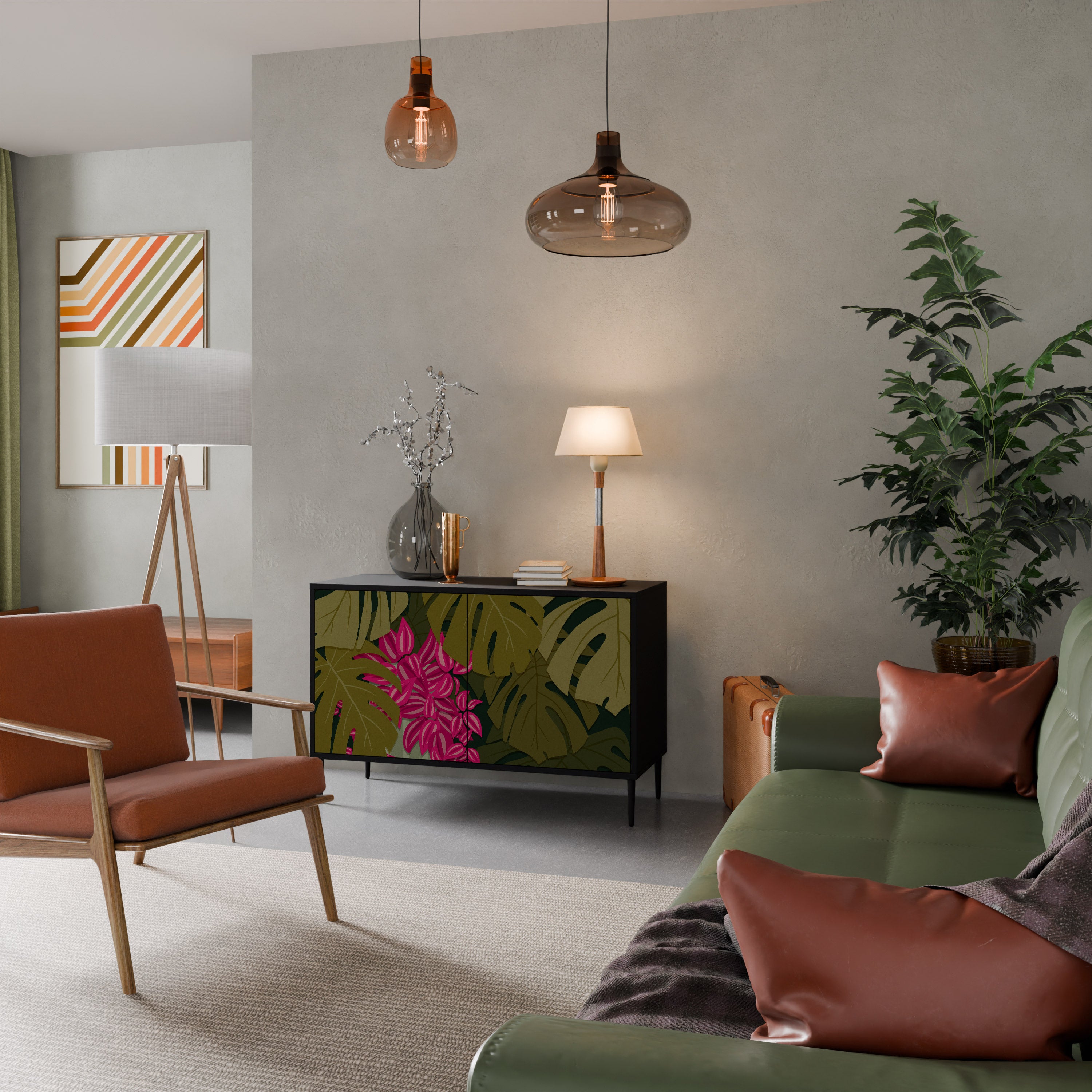 TROPICAL BEAUTY 2-dörrars skänk i svart finish