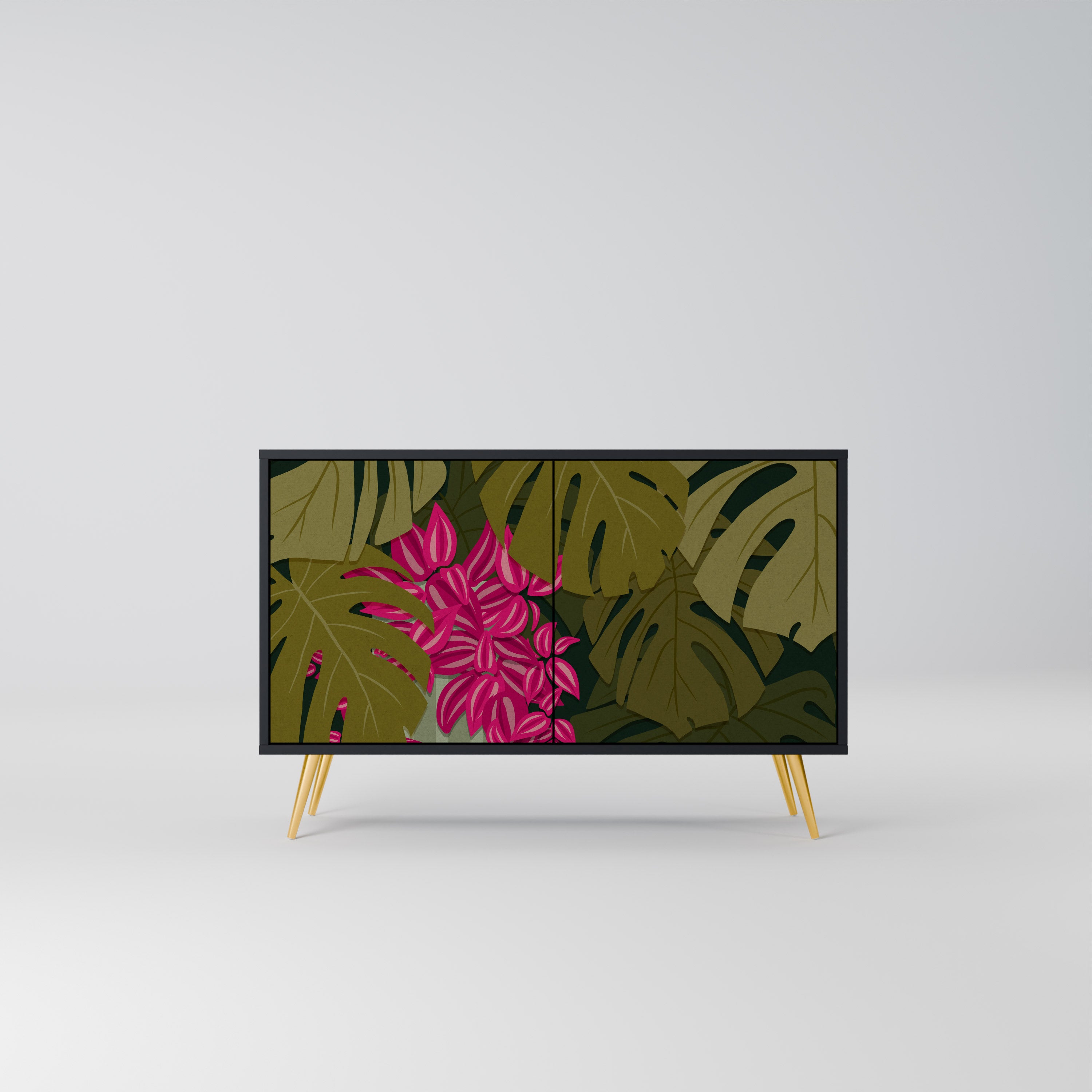 TROPICAL BEAUTY 2-dörrars skänk i svart finish