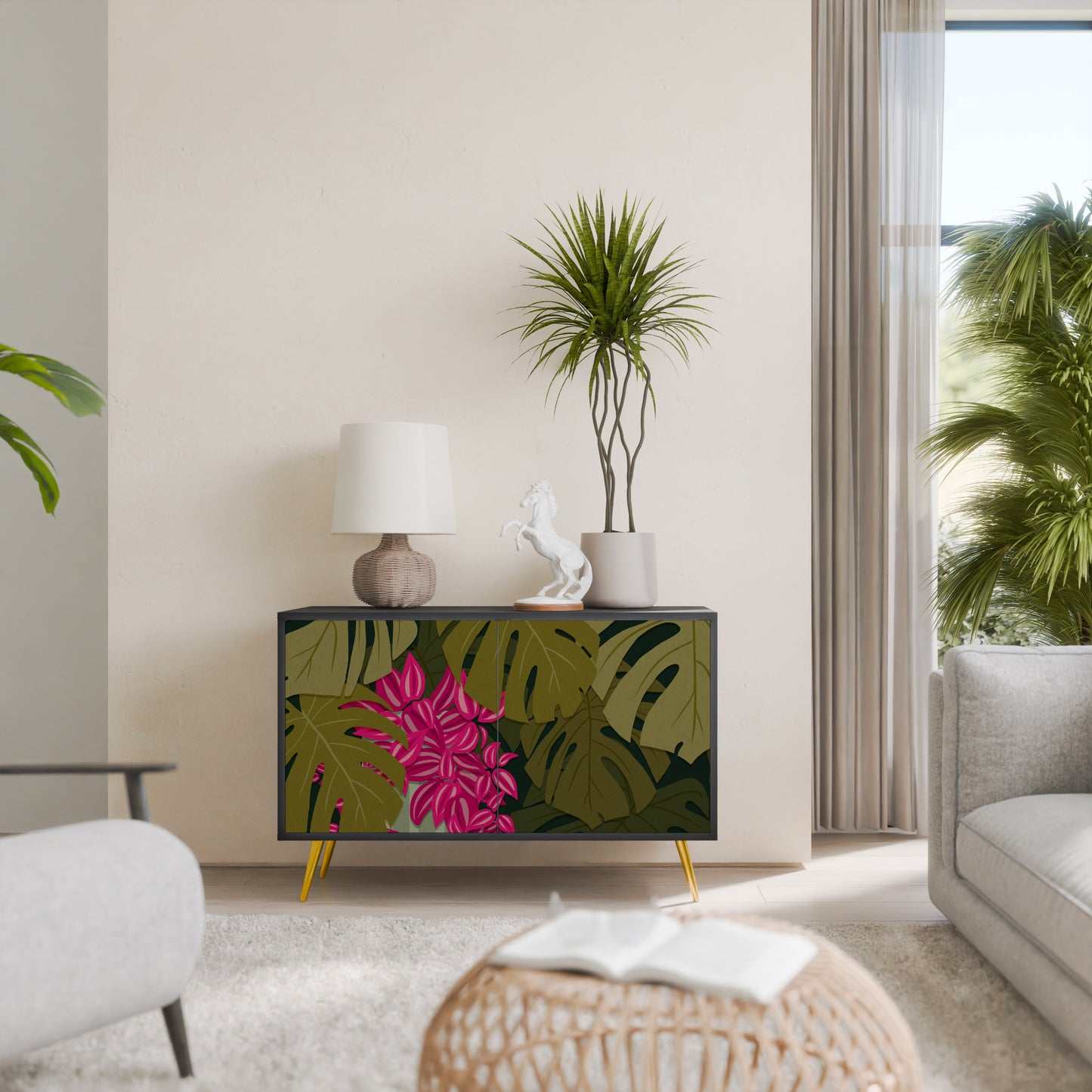 TROPICAL BEAUTY 2-Door Sideboard in Black Finish