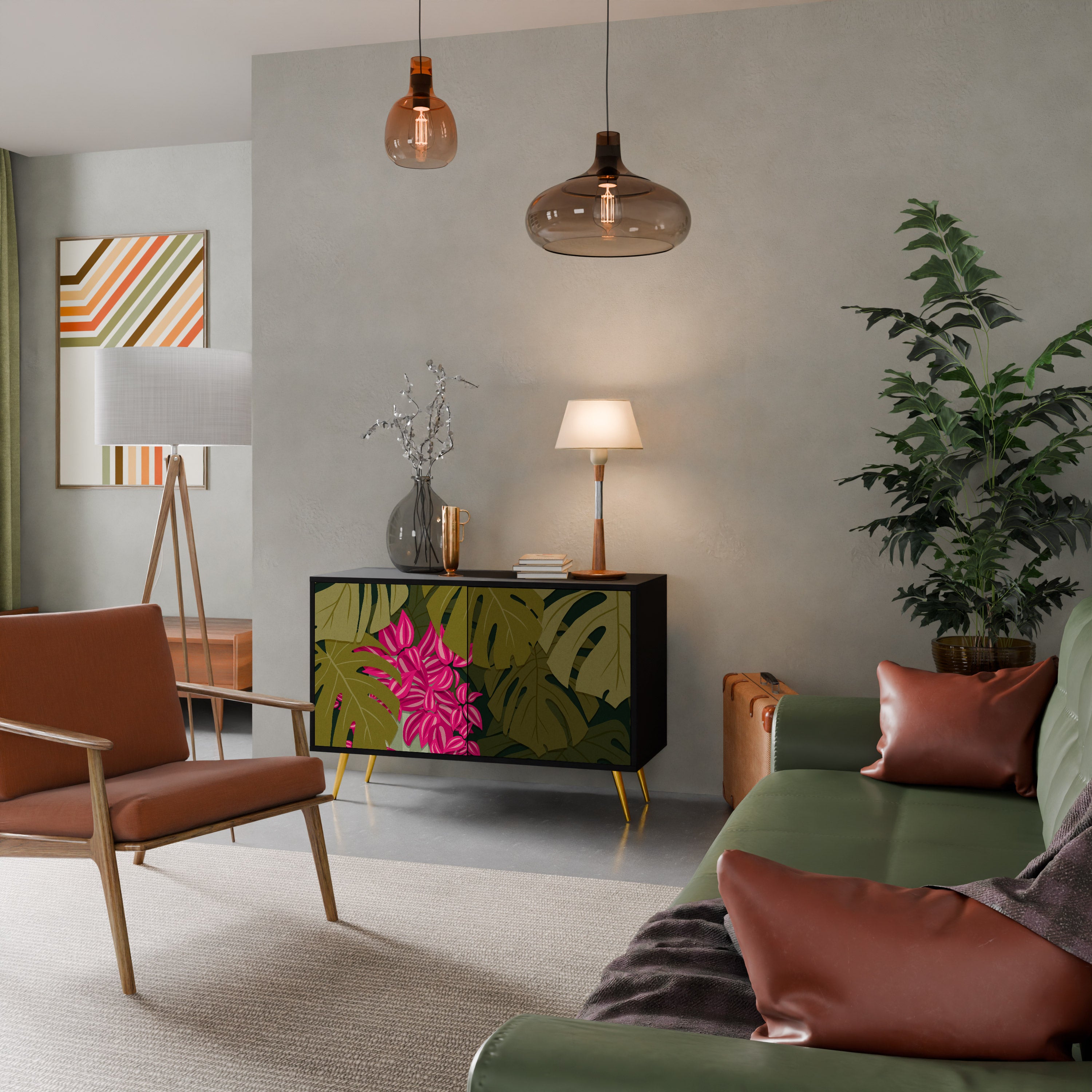 TROPICAL BEAUTY 2-dörrars skänk i svart finish