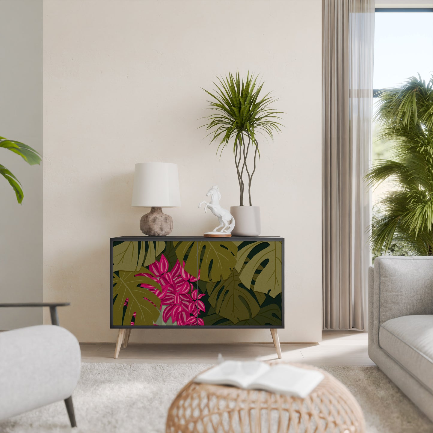 TROPICAL BEAUTY 2-Door Sideboard in Black Finish