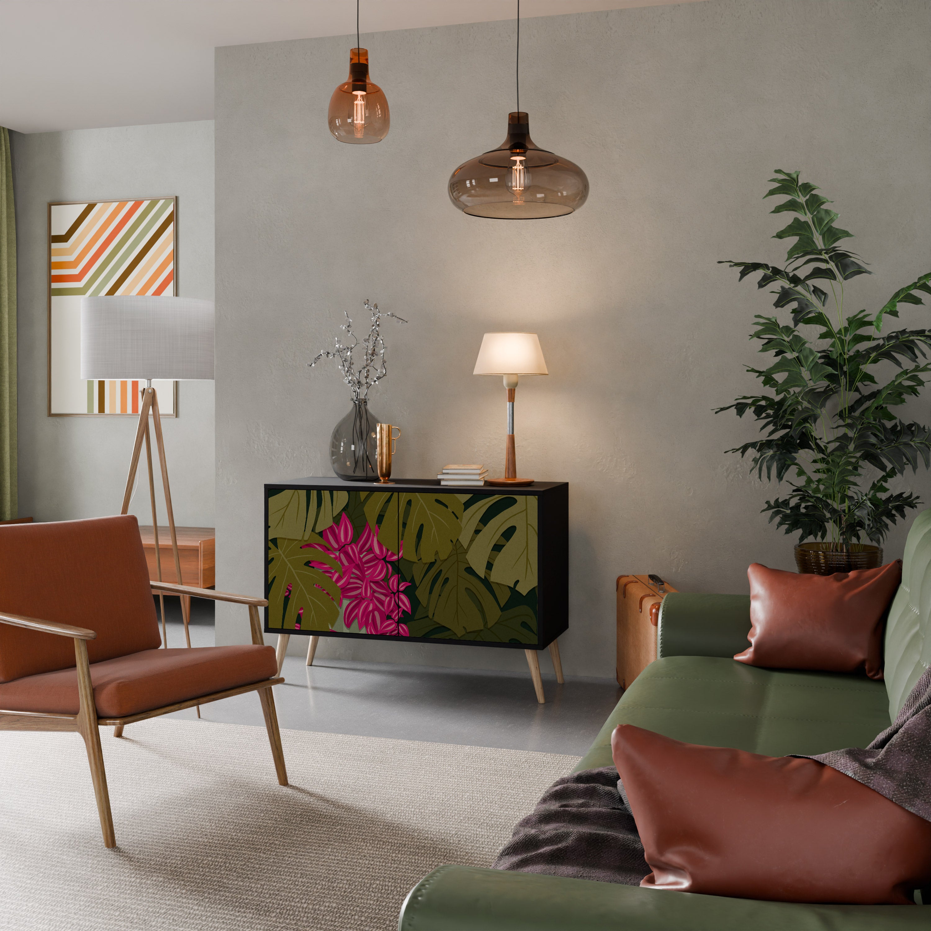 TROPICAL BEAUTY 2-dörrars skänk i svart finish