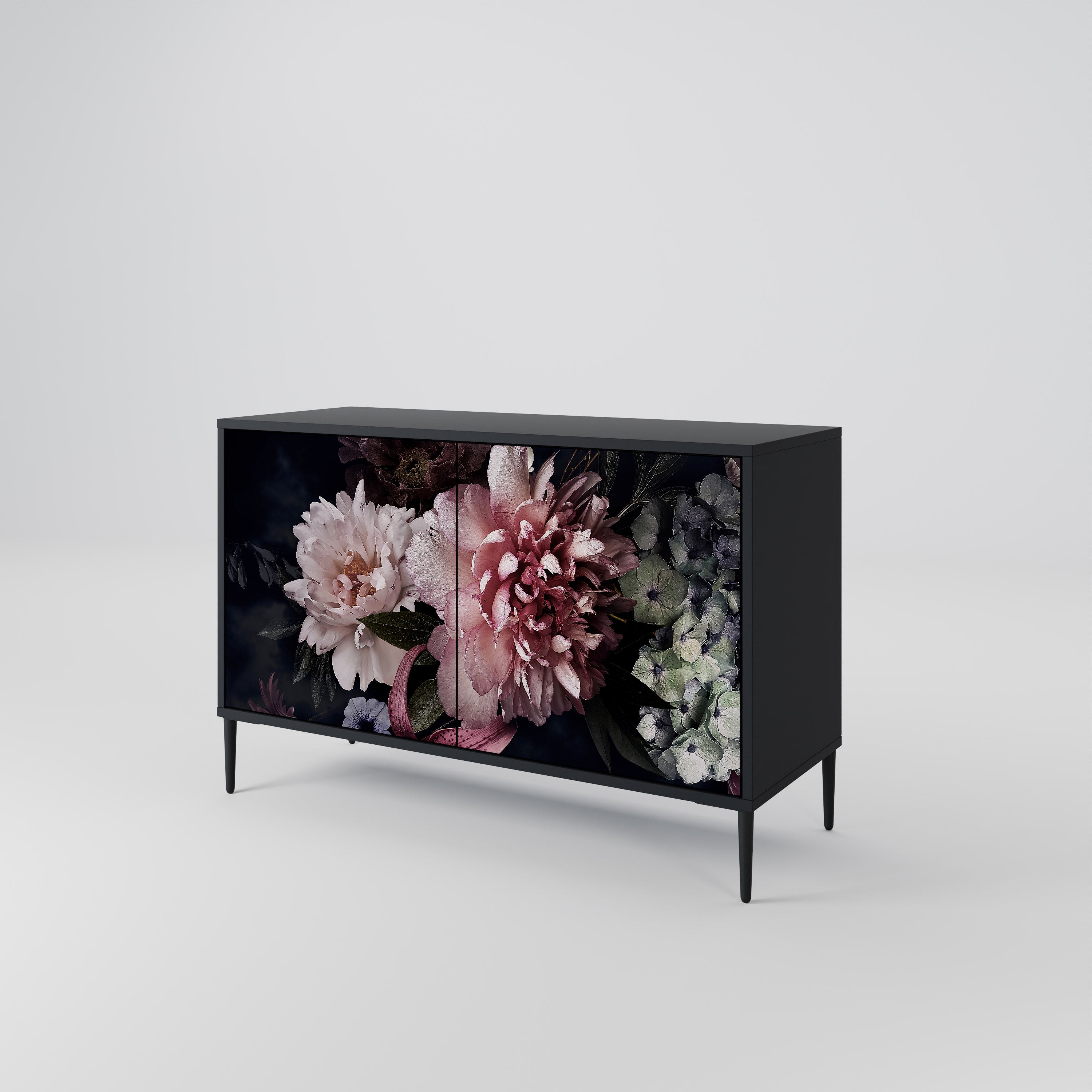 PURE BLOSSOM 2-dörrars skänk i svart finish