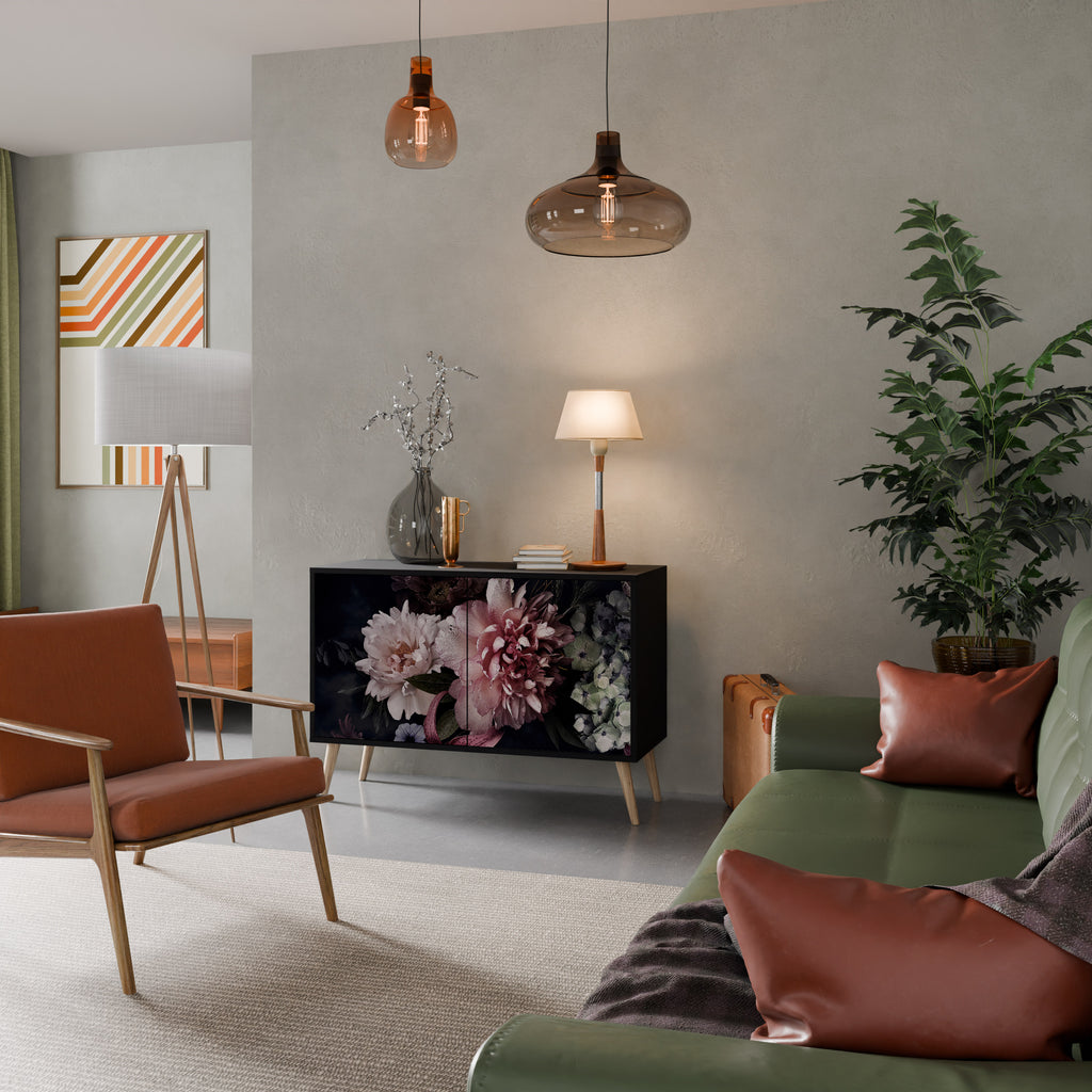 PURE BLOSSOM 2-dörrars skänk i svart finish