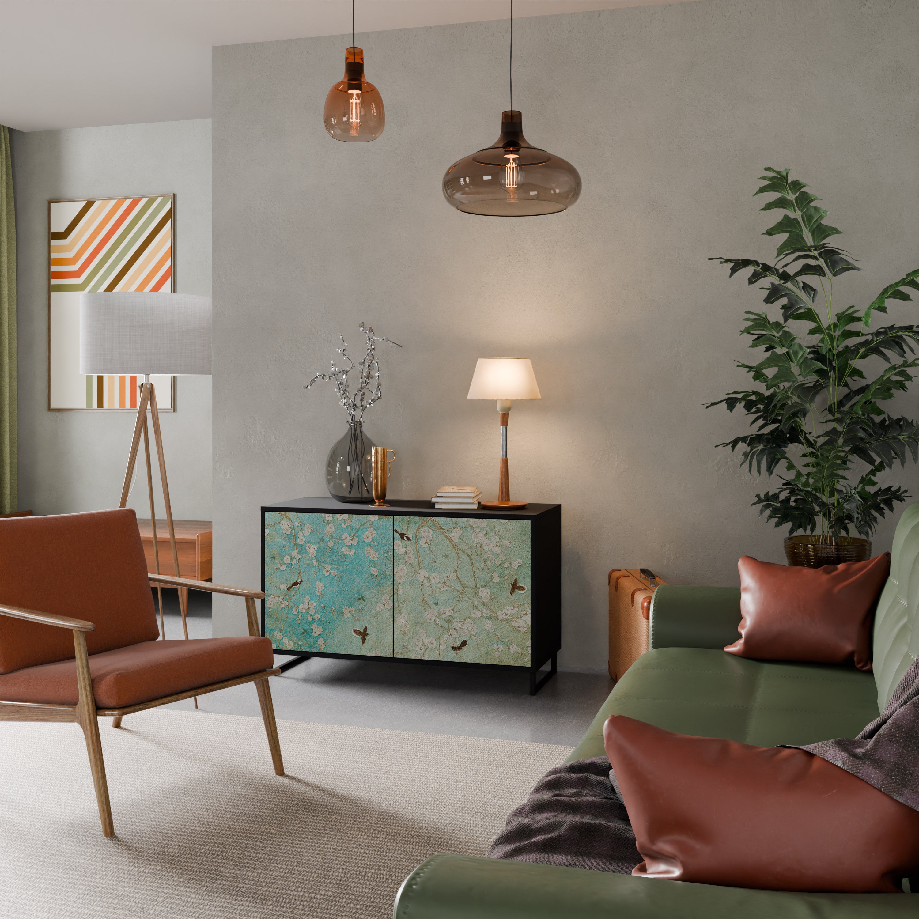 BLOOMING CHARM 2-dörrars skänk i svart finish
