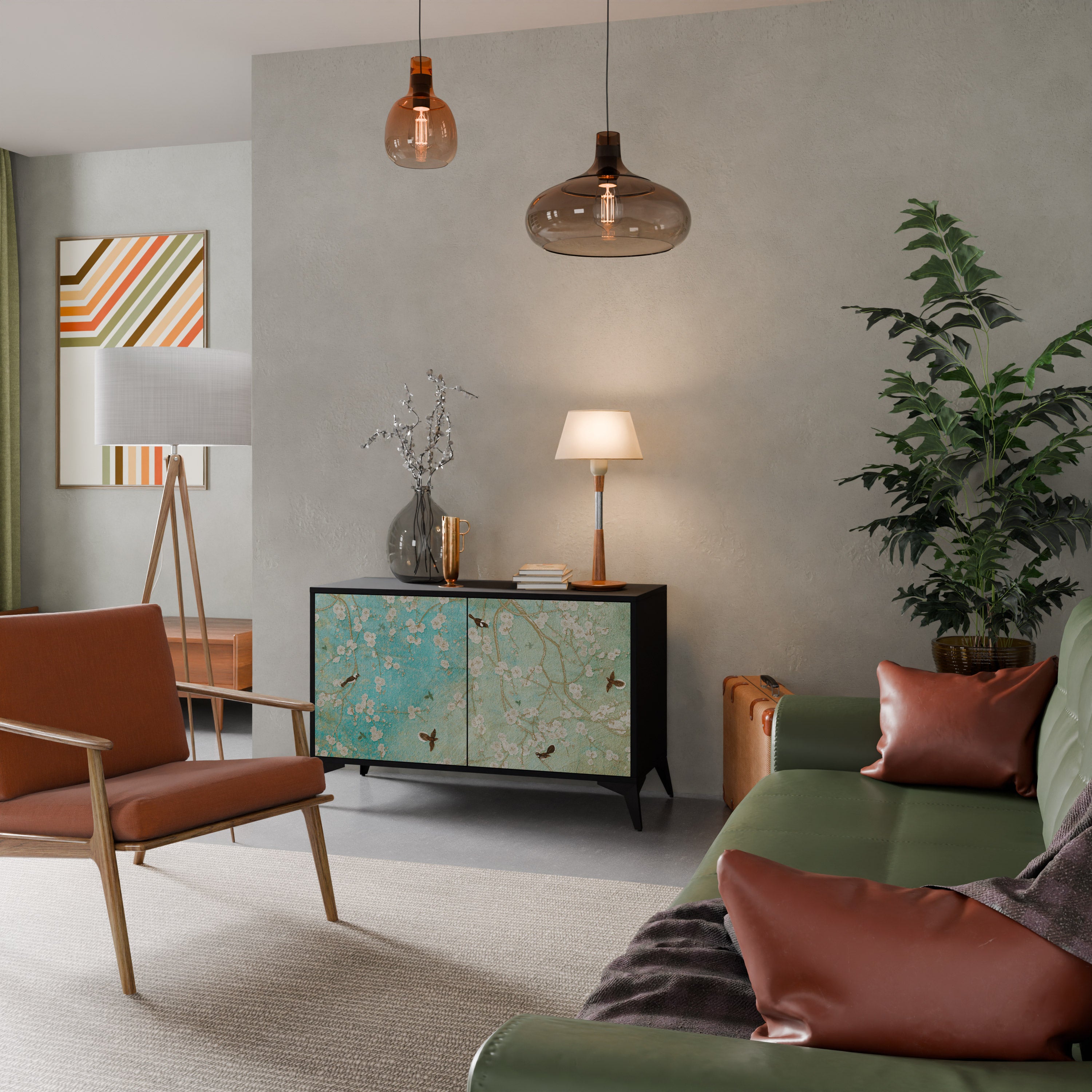 BLOOMING CHARM 2-dörrars skänk i svart finish