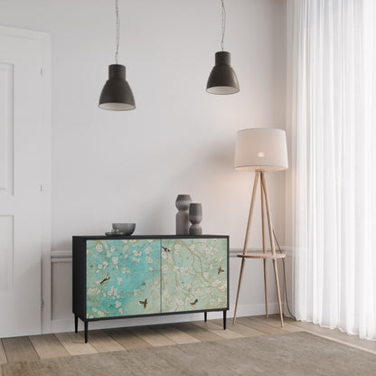 BLOOMING CHARM 2-Door Sideboard in Black Finish