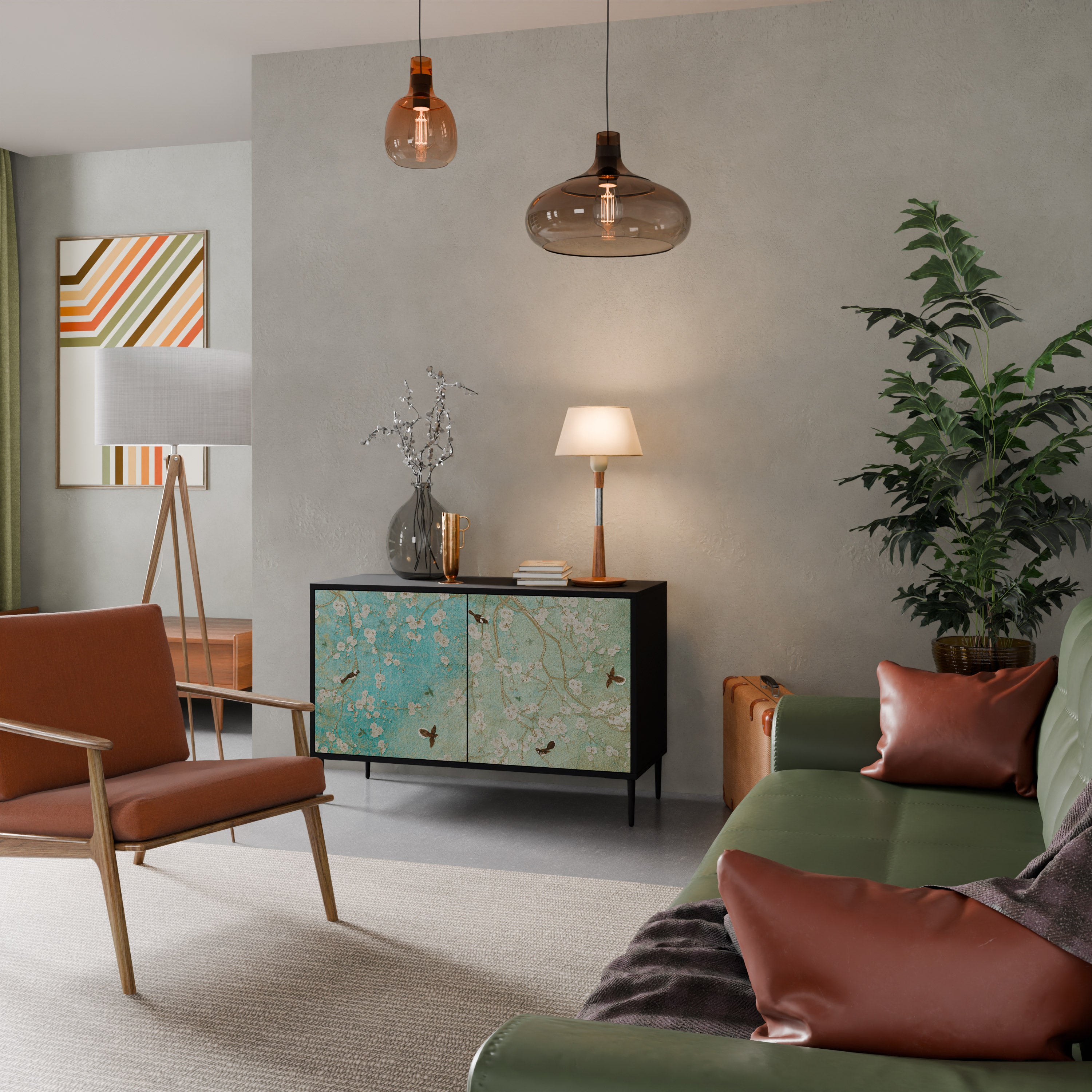BLOOMING CHARM 2-dörrars skänk i svart finish