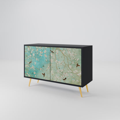 BLOOMING CHARM 2-Door Sideboard in Black Finish
