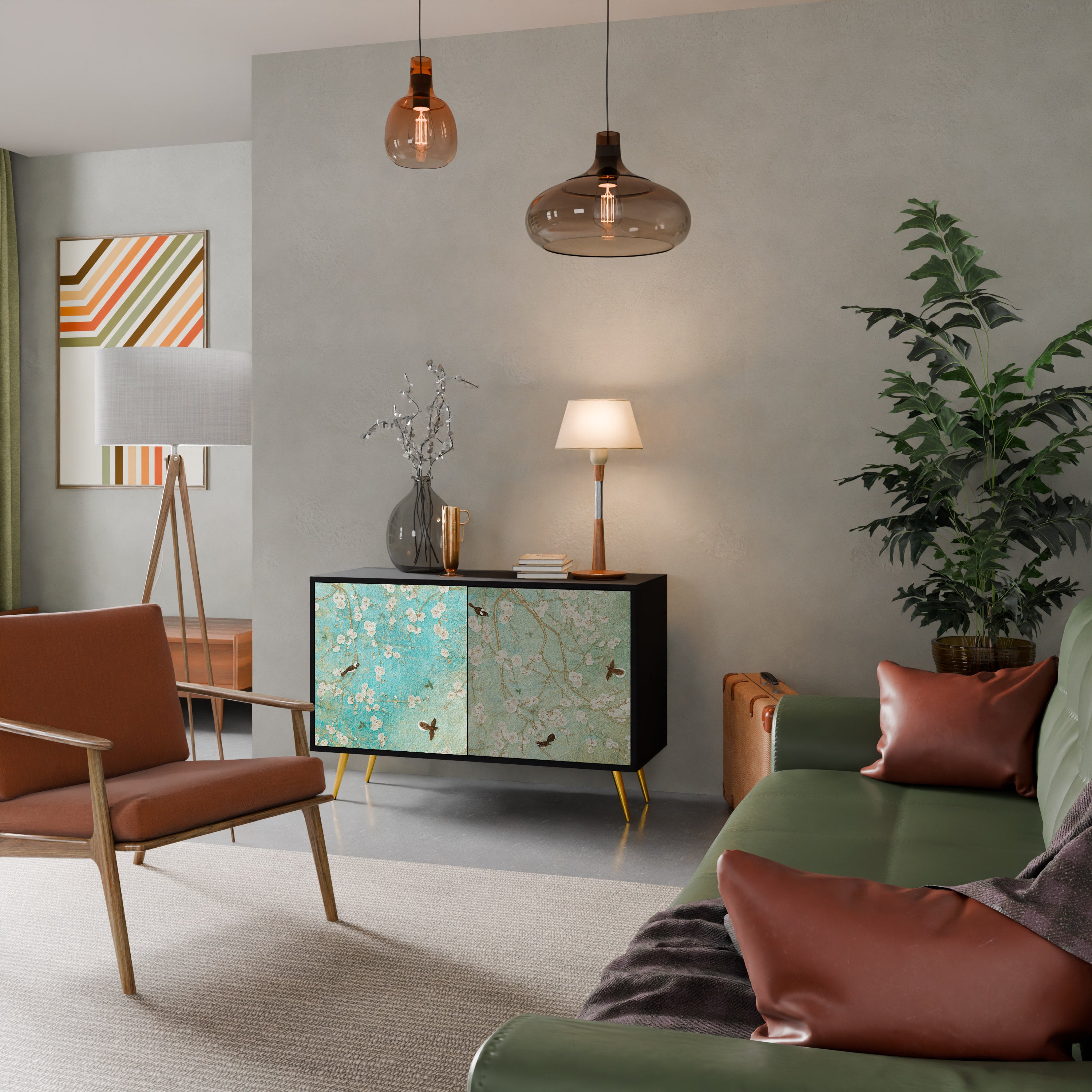 BLOOMING CHARM 2-dörrars skänk i svart finish