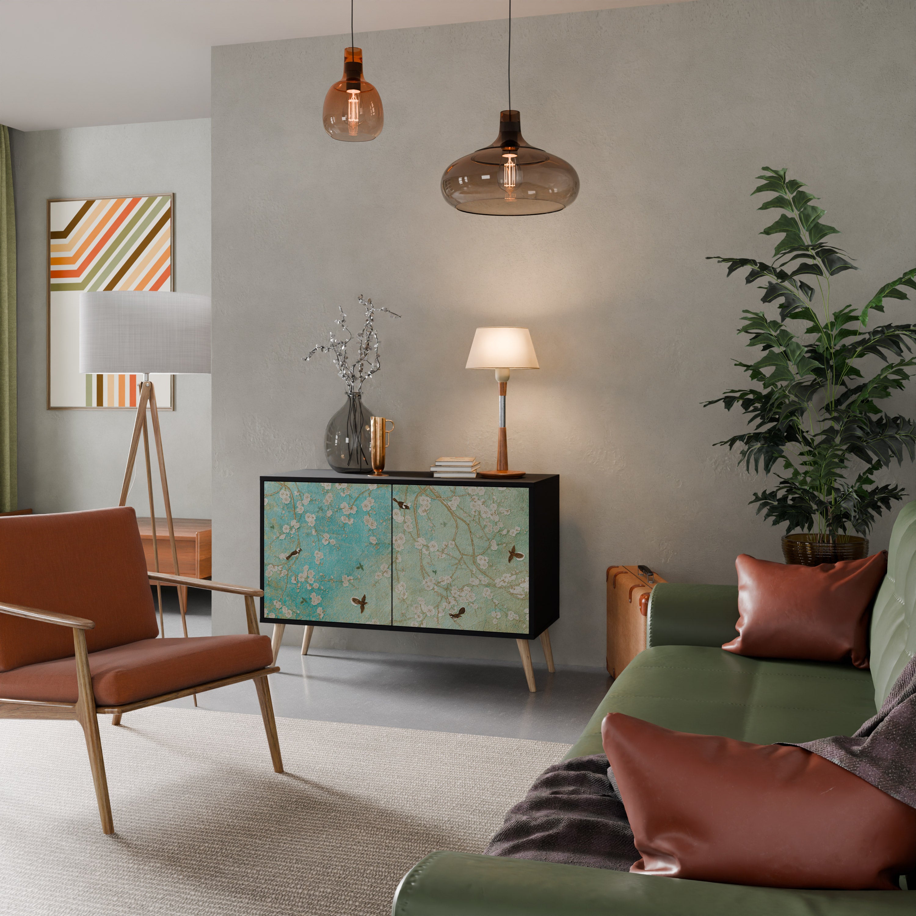 BLOOMING CHARM 2-dörrars skänk i svart finish