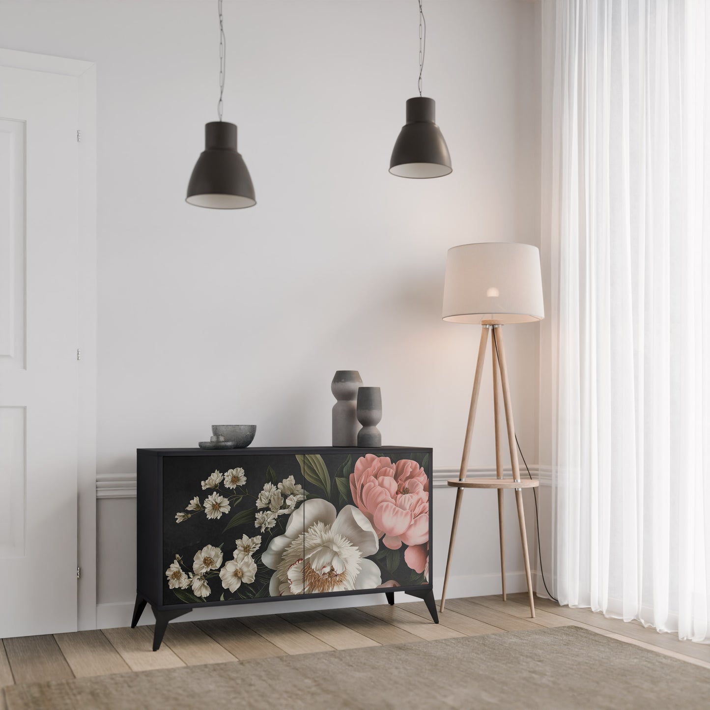 LUSH ELEGANCE 2-dörrars skänk i svart finish
