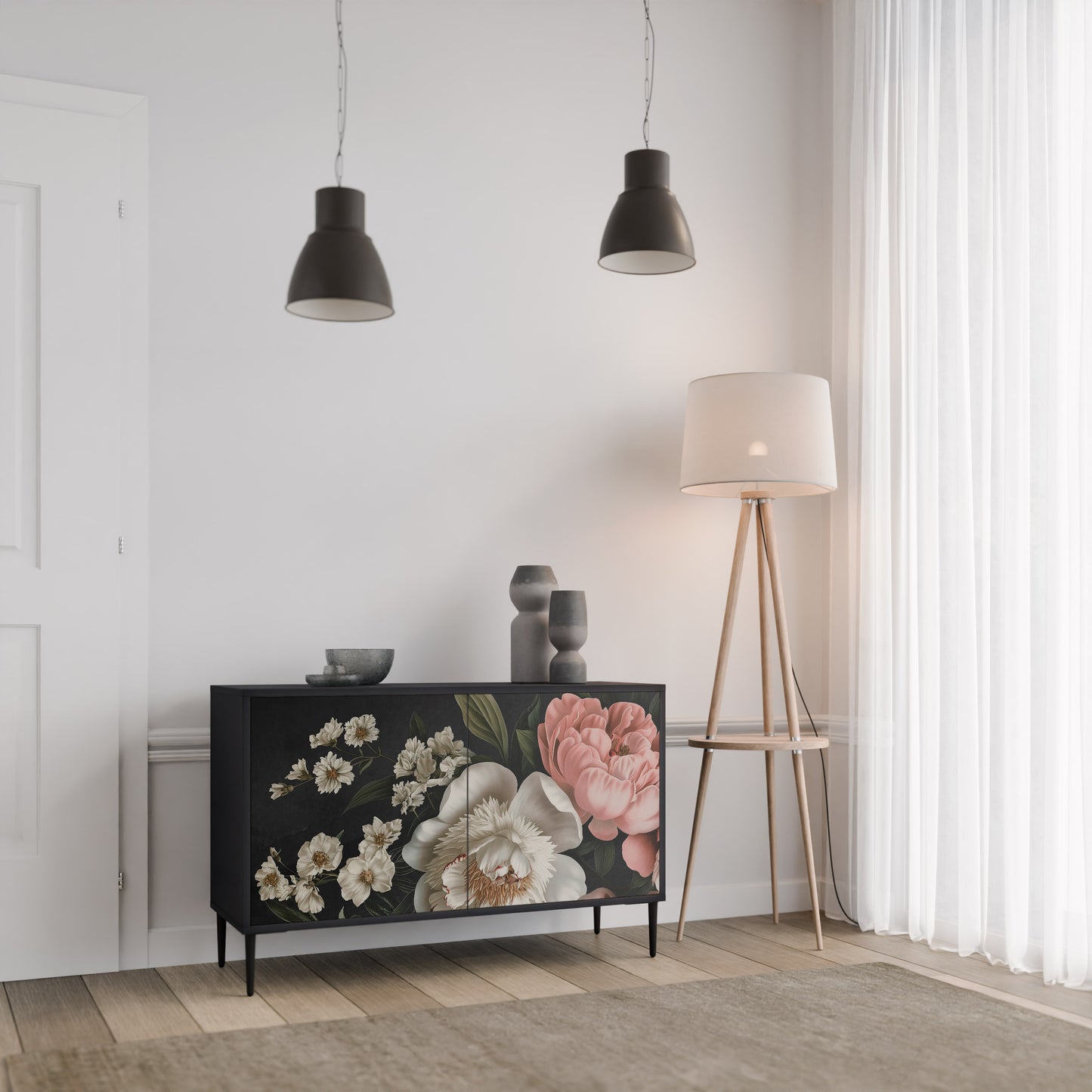 LUSH ELEGANCE 2-dörrars skänk i svart finish