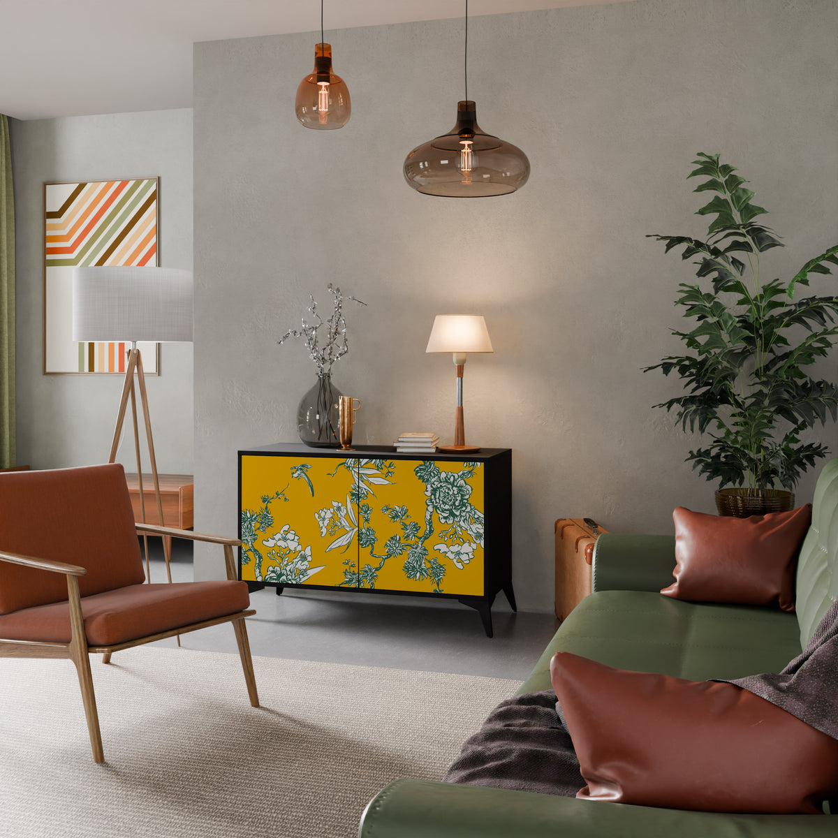YELLOW CHINOISERIE Skänk med två dörrar