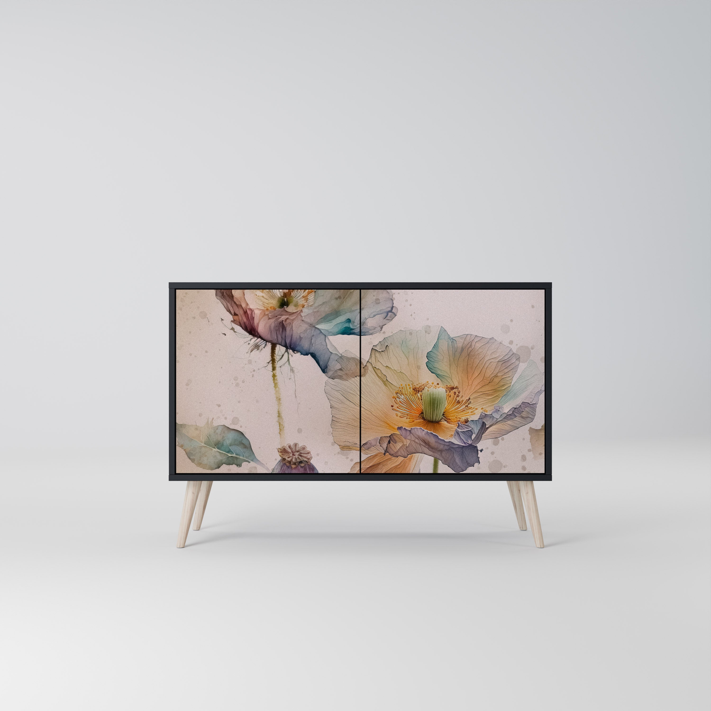 SOFTEN POPPY 2-dörrars skänk i svart finish