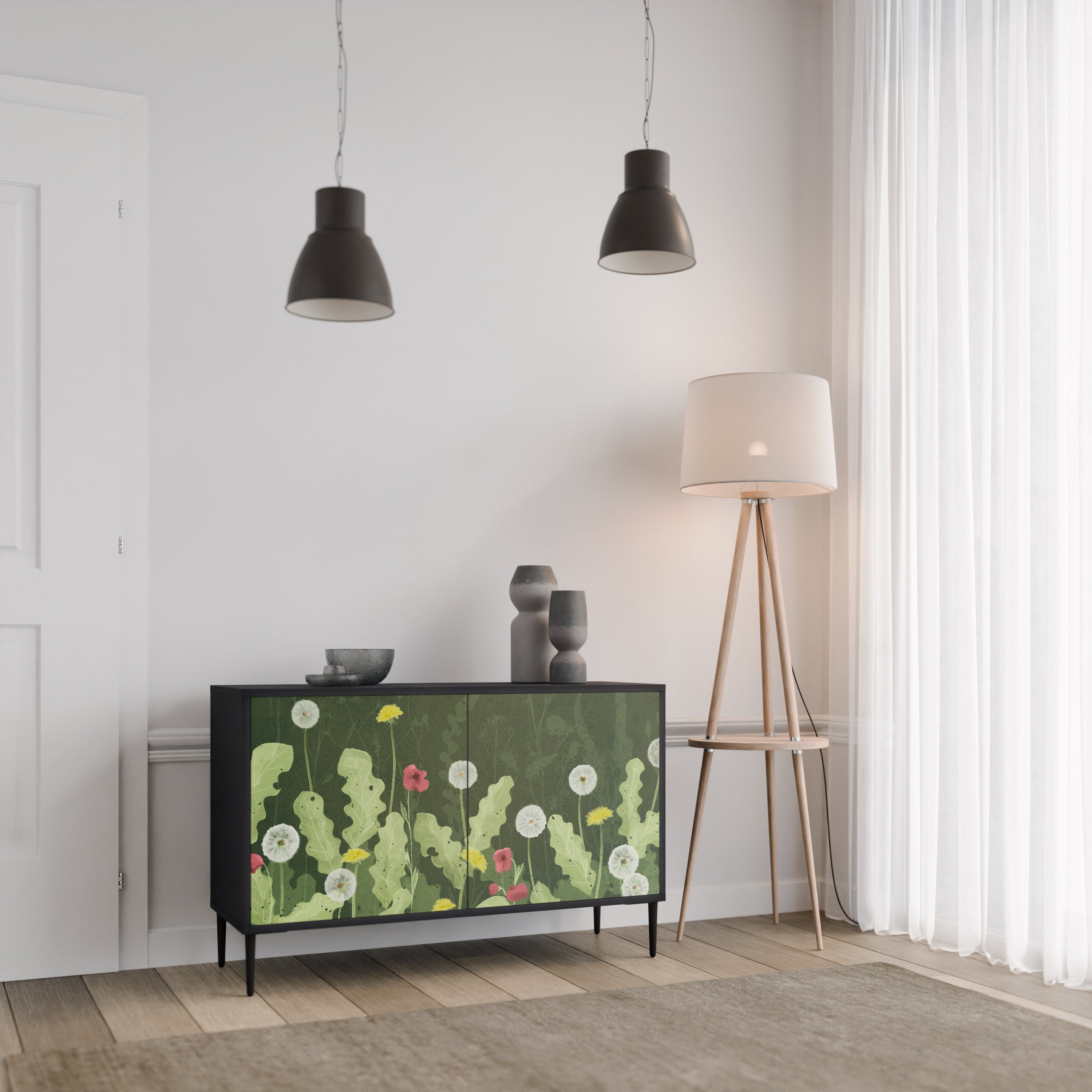 DANDELION AMUSE 2-dörrars skänk i svart finish