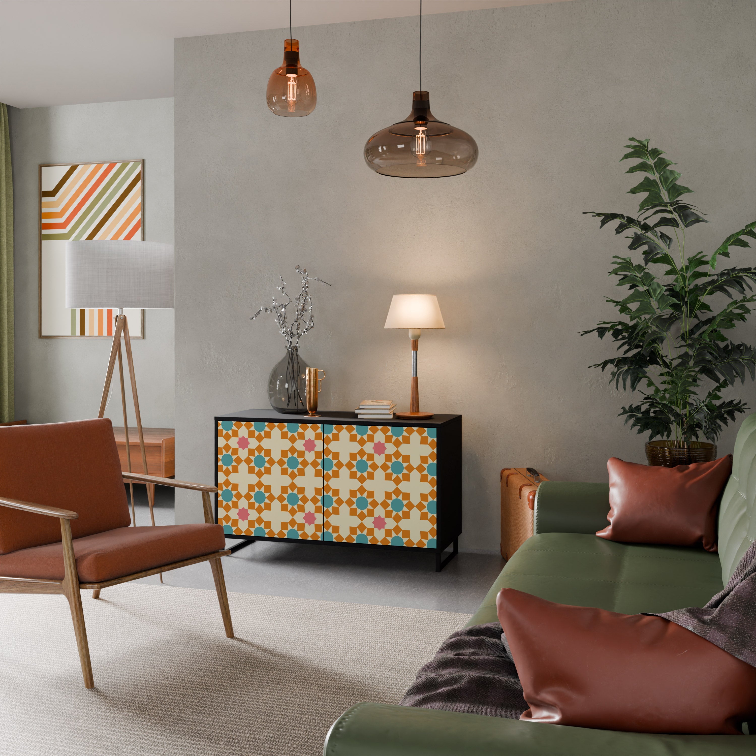 BLOMMAD DECOR 2-dörrars skänk i svart finish