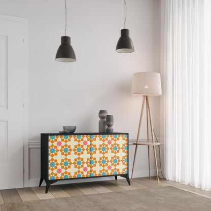 FLORAL DECOR 2-Door Sideboard in Black Finish