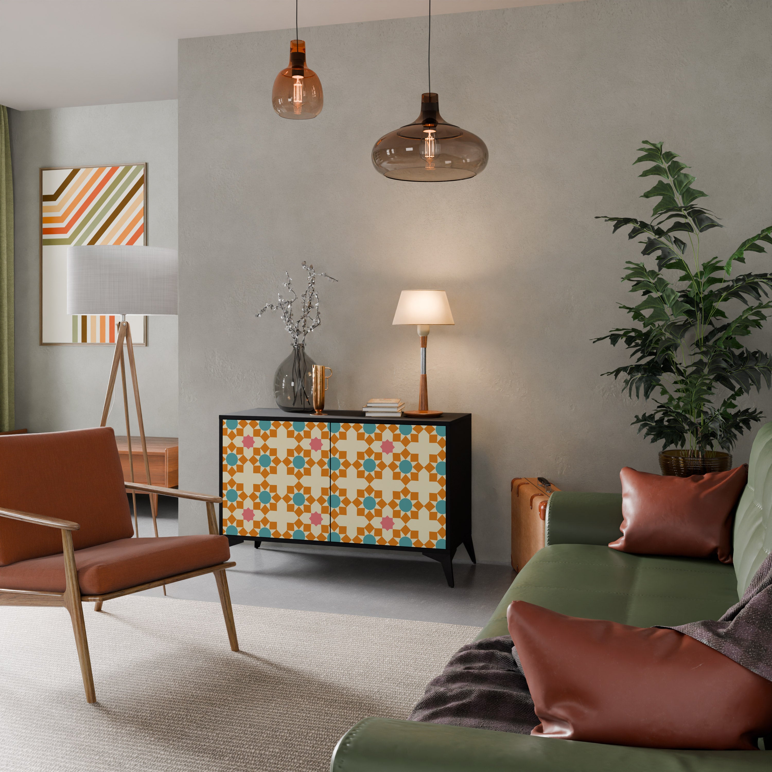 BLOMMAD DECOR 2-dörrars skänk i svart finish