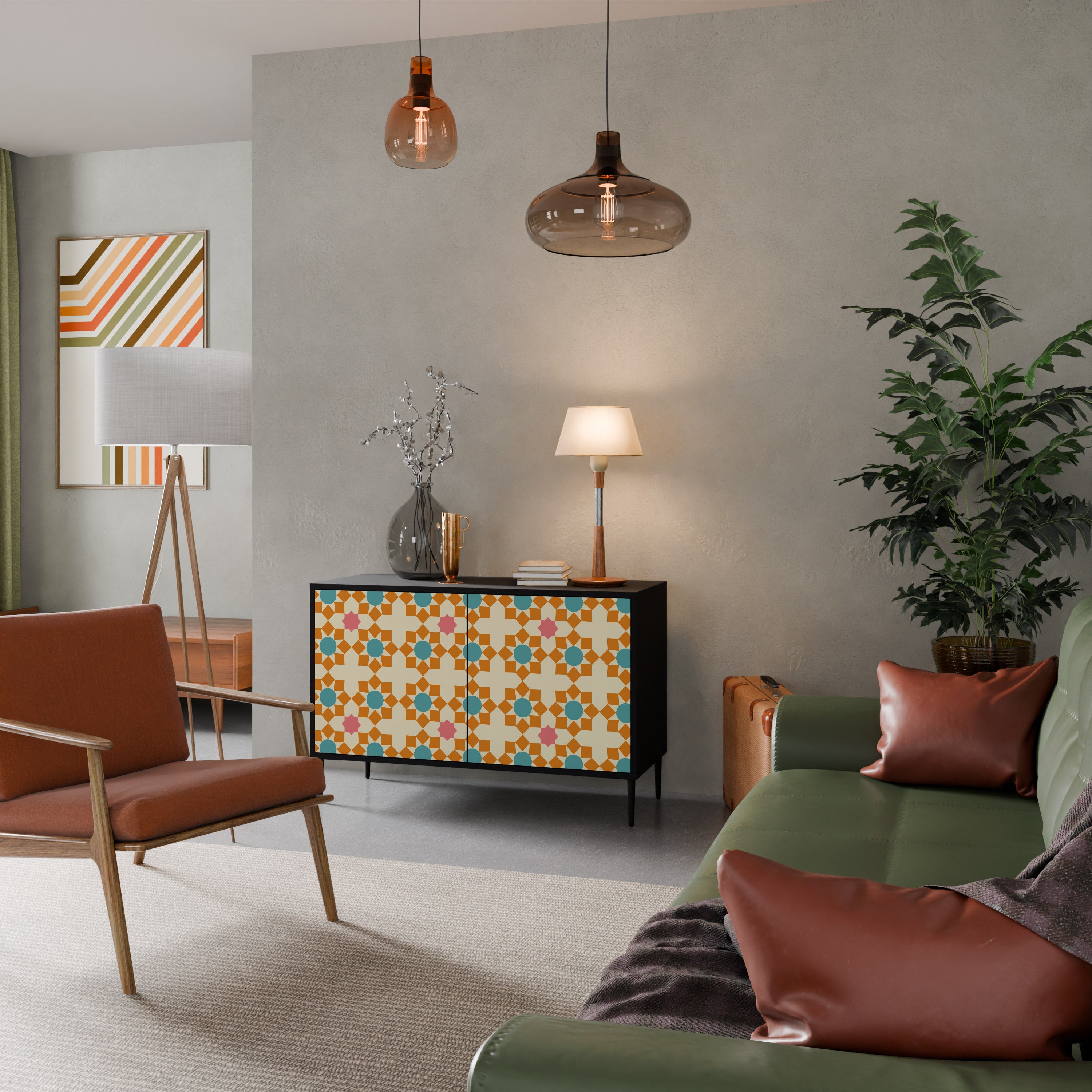 BLOMMAD DECOR 2-dörrars skänk i svart finish