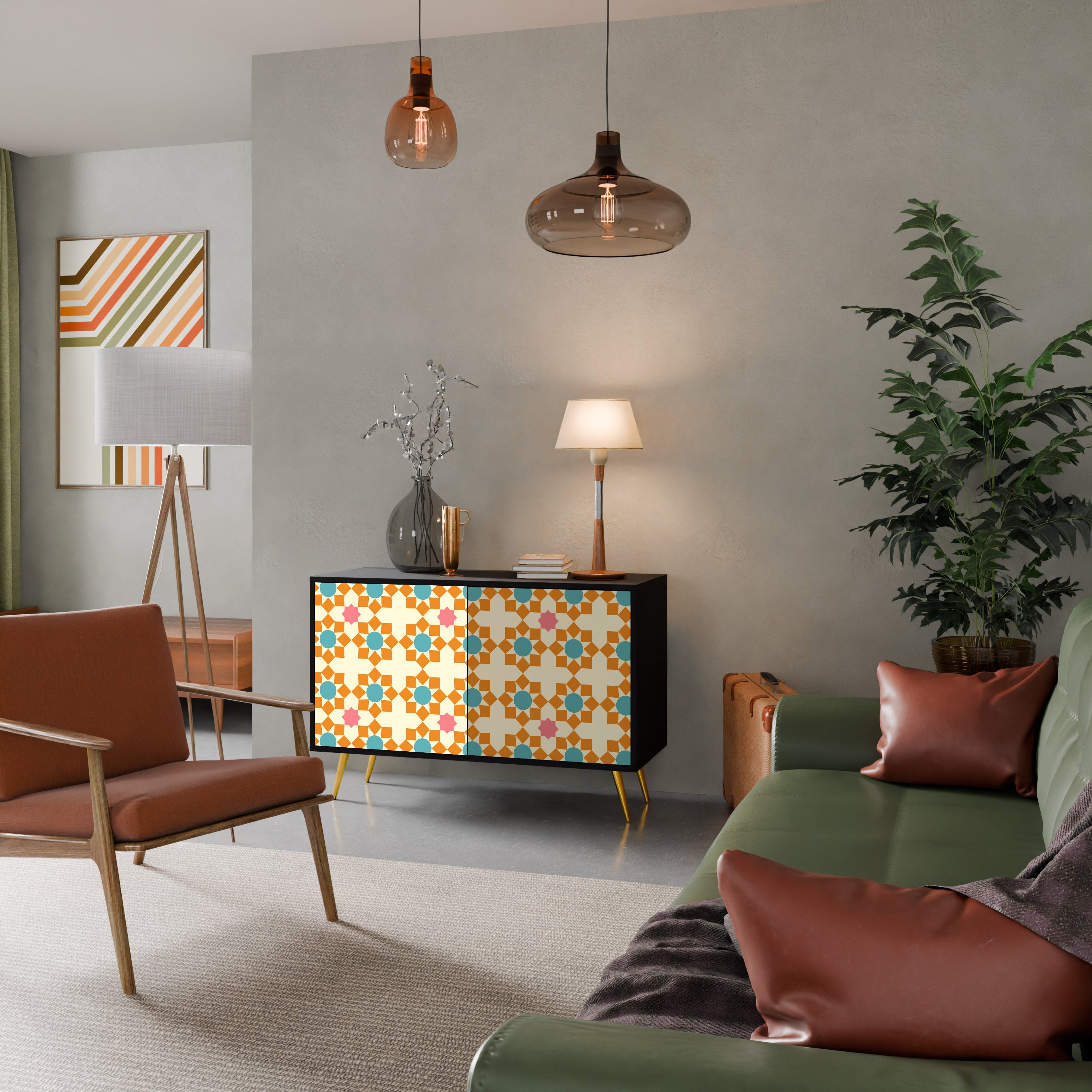 BLOMMAD DECOR 2-dörrars skänk i svart finish
