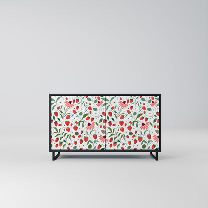 FLOWERS AND STRAWBERRIES 2-Door Sideboard in Black Finish