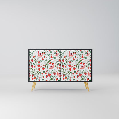 FLOWERS AND STRAWBERRIES 2-Door Sideboard in Black Finish