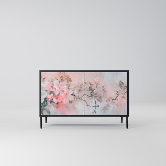 CHERRY BLOSSOM 2-dörrars skänk i svart finish