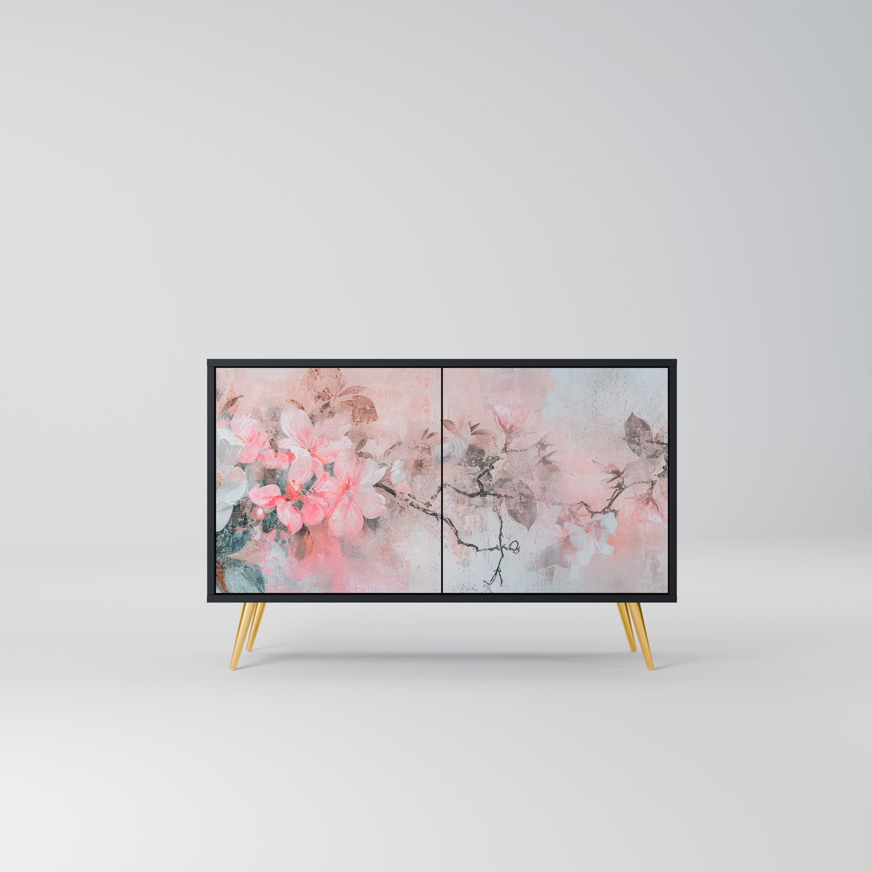 CHERRY BLOSSOM 2-dörrars skänk i svart finish