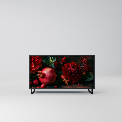 DAHLIA OCH GRANATÄPLEN 2-dörrars skänk i svart finish