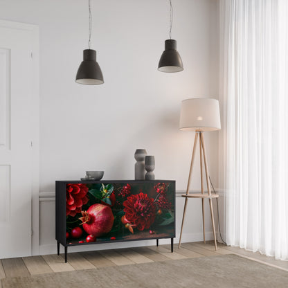 DAHLIA OCH GRANATÄPLEN 2-dörrars skänk i svart finish