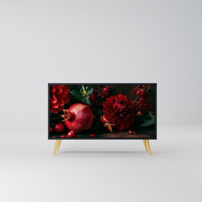 DAHLIA OCH GRANATÄPLEN 2-dörrars skänk i svart finish
