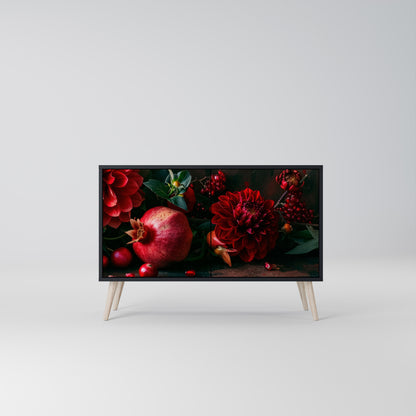 DAHLIA OCH GRANATÄPLEN 2-dörrars skänk i svart finish