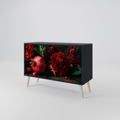 DAHLIA OCH GRANATÄPLEN 2-dörrars skänk i svart finish