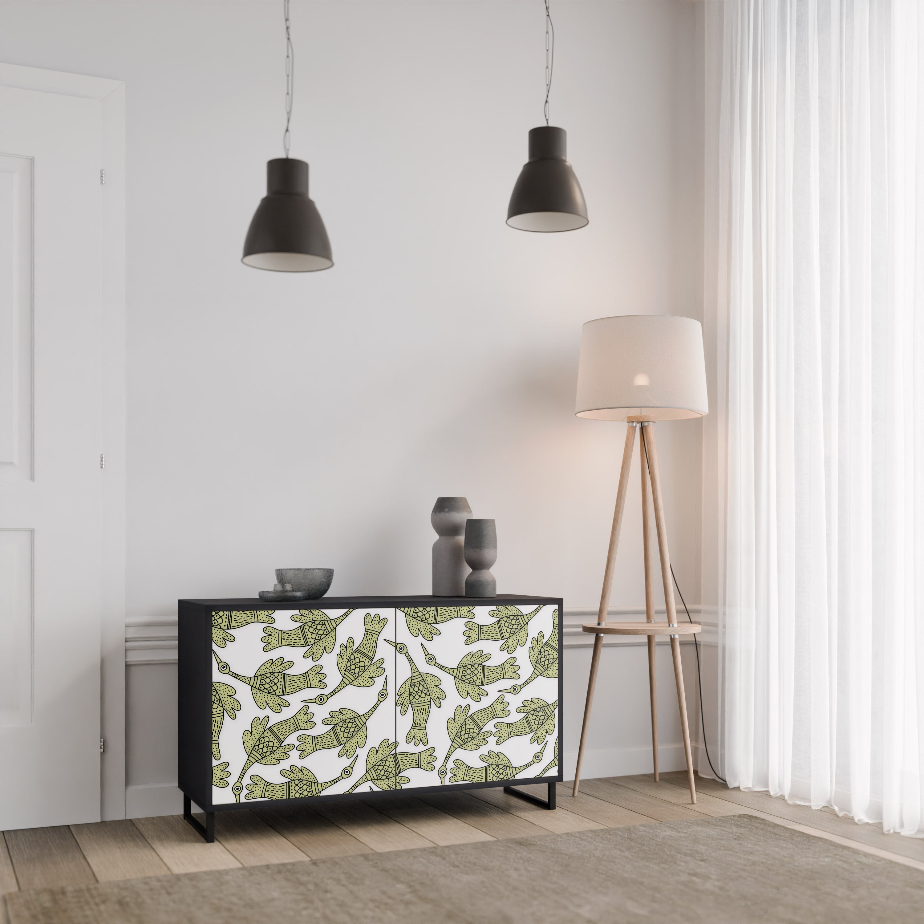 SEEDLING SONGBIRD 2-dörrars skänk i svart finish