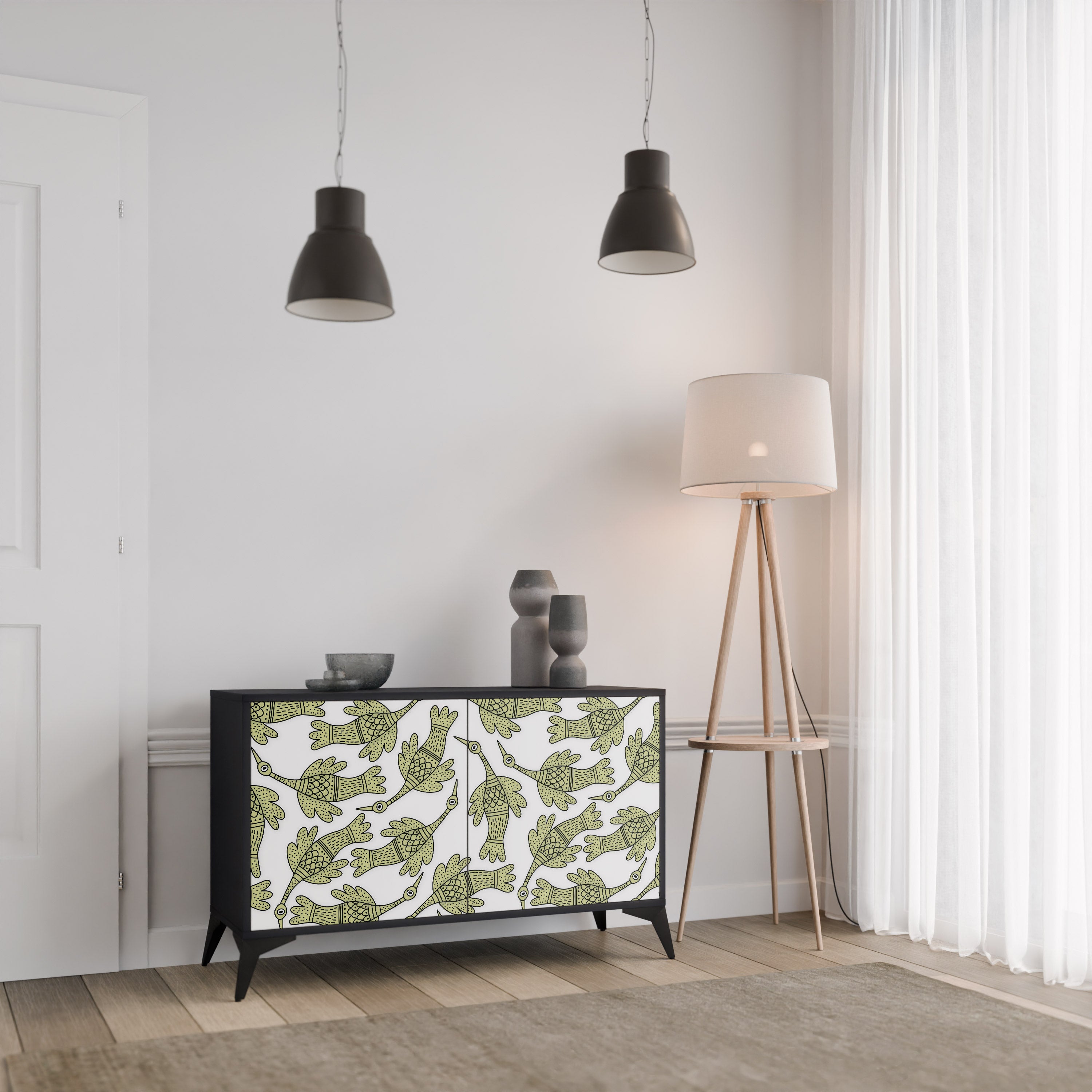 SEEDLING SONGBIRD 2-dörrars skänk i svart finish