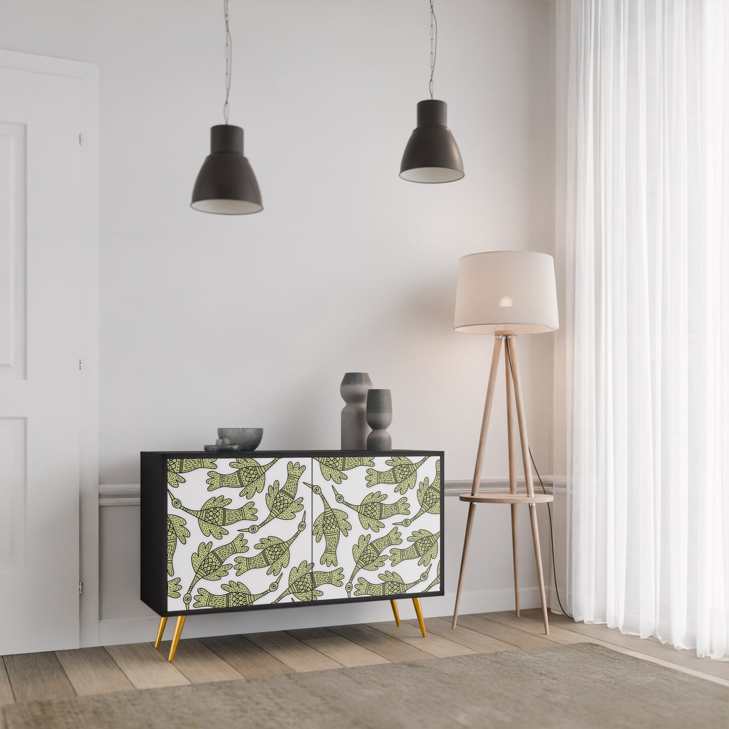 SEEDLING SONGBIRD 2-dörrars skänk i svart finish