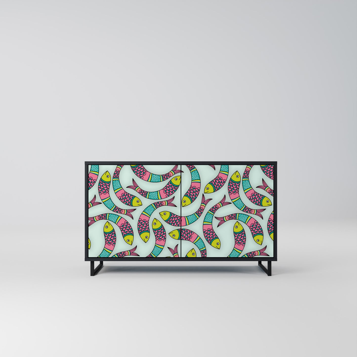 INDIAN FISH 2-Door Sideboard in Black Finish