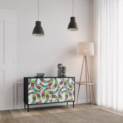 INDIAN FISH 2-Door Sideboard in Black Finish