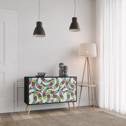 INDIAN FISH 2-Door Sideboard in Black Finish