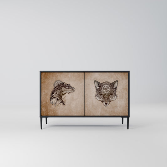 STEAMPUNK CLAN 2-Door Sideboard in Black Finish