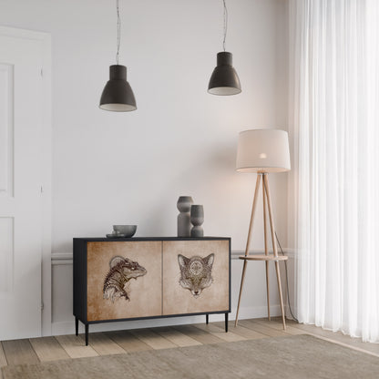 STEAMPUNK CLAN 2-Door Sideboard in Black Finish