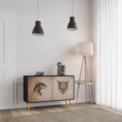 STEAMPUNK CLAN 2-Door Sideboard in Black Finish