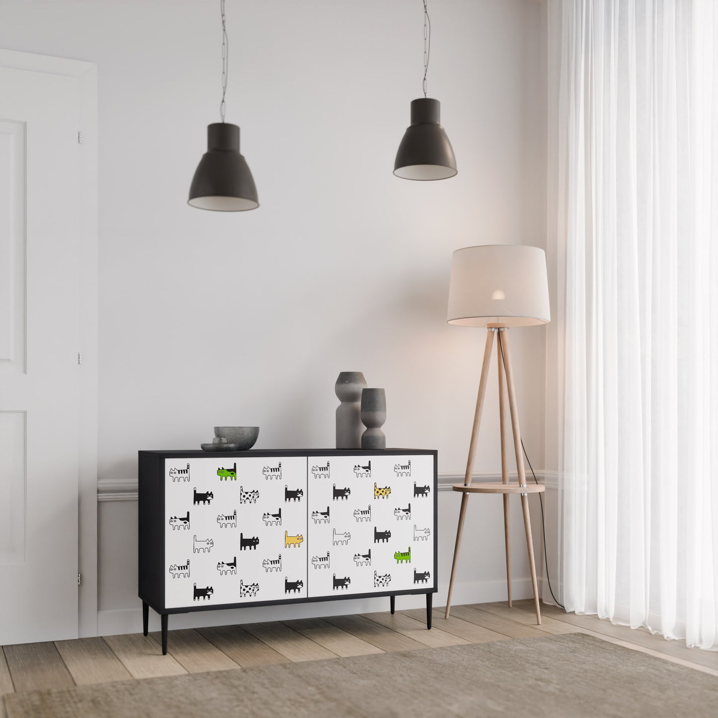 CATS COMPILATION 2-Door Sideboard in Black Finish
