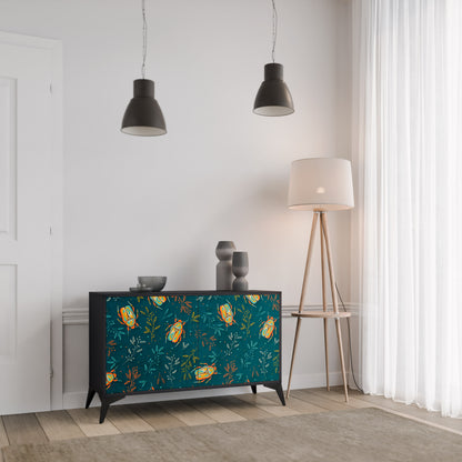 AUTUMN INSECTS 2-Door Sideboard in Black Finish