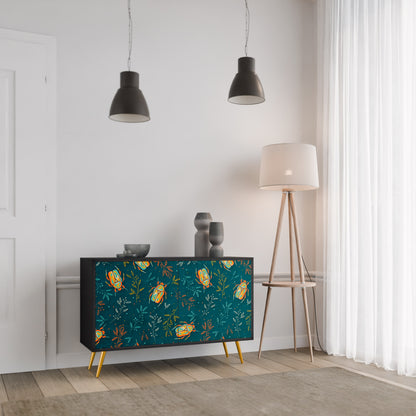 AUTUMN INSECTS 2-Door Sideboard in Black Finish