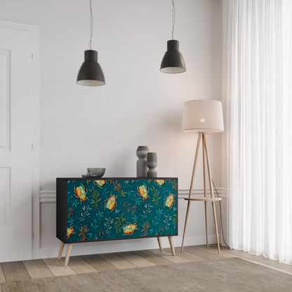 AUTUMN INSECTS 2-Door Sideboard in Black Finish